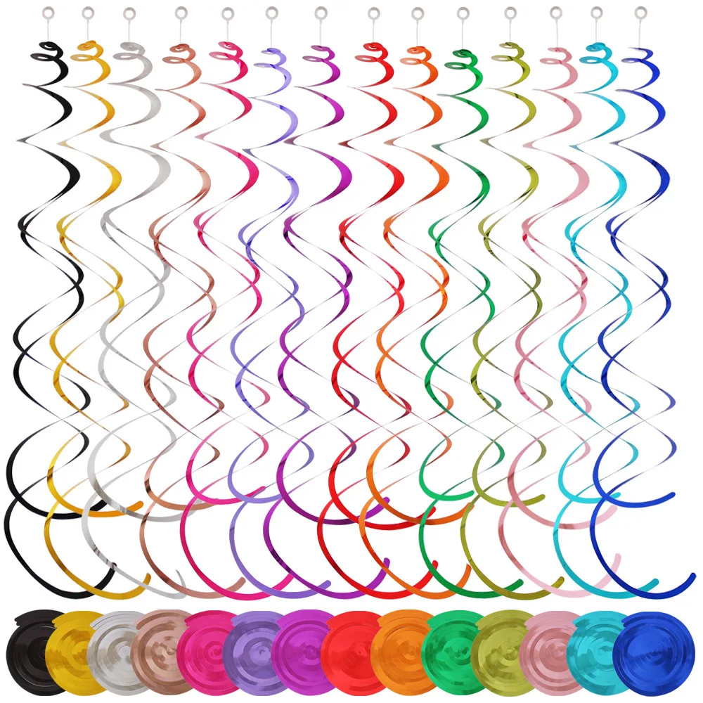 Spiral Hanging Decor Swirl Wind Spinner Wedding Birthday Party Ceiling Decoration Glitter Tinsel Wall Dangling Ornament