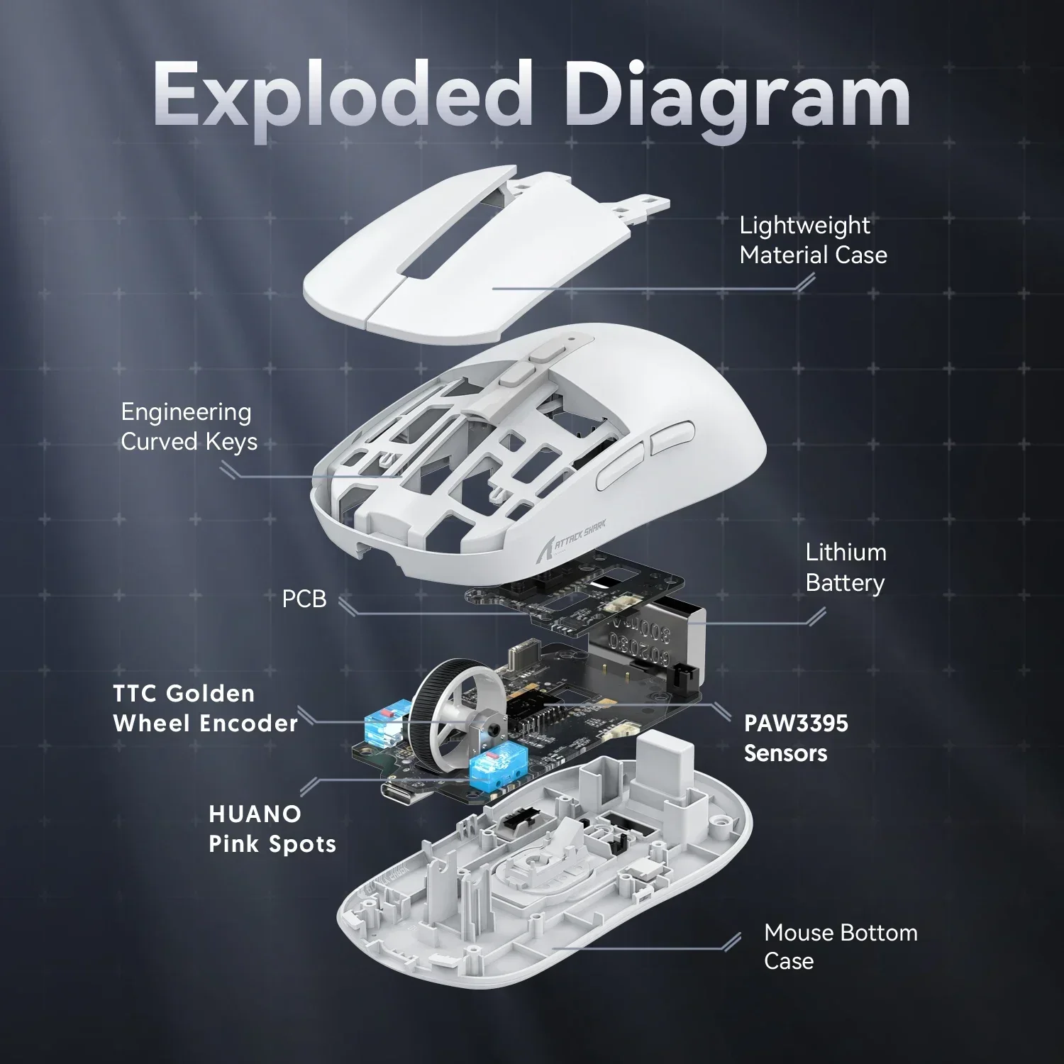 Attack Shark X6 Bluetooth Mouse , Tri-Mode Connection, RGB Touch Magnetic Charging Base, Macro Gaming Mouse