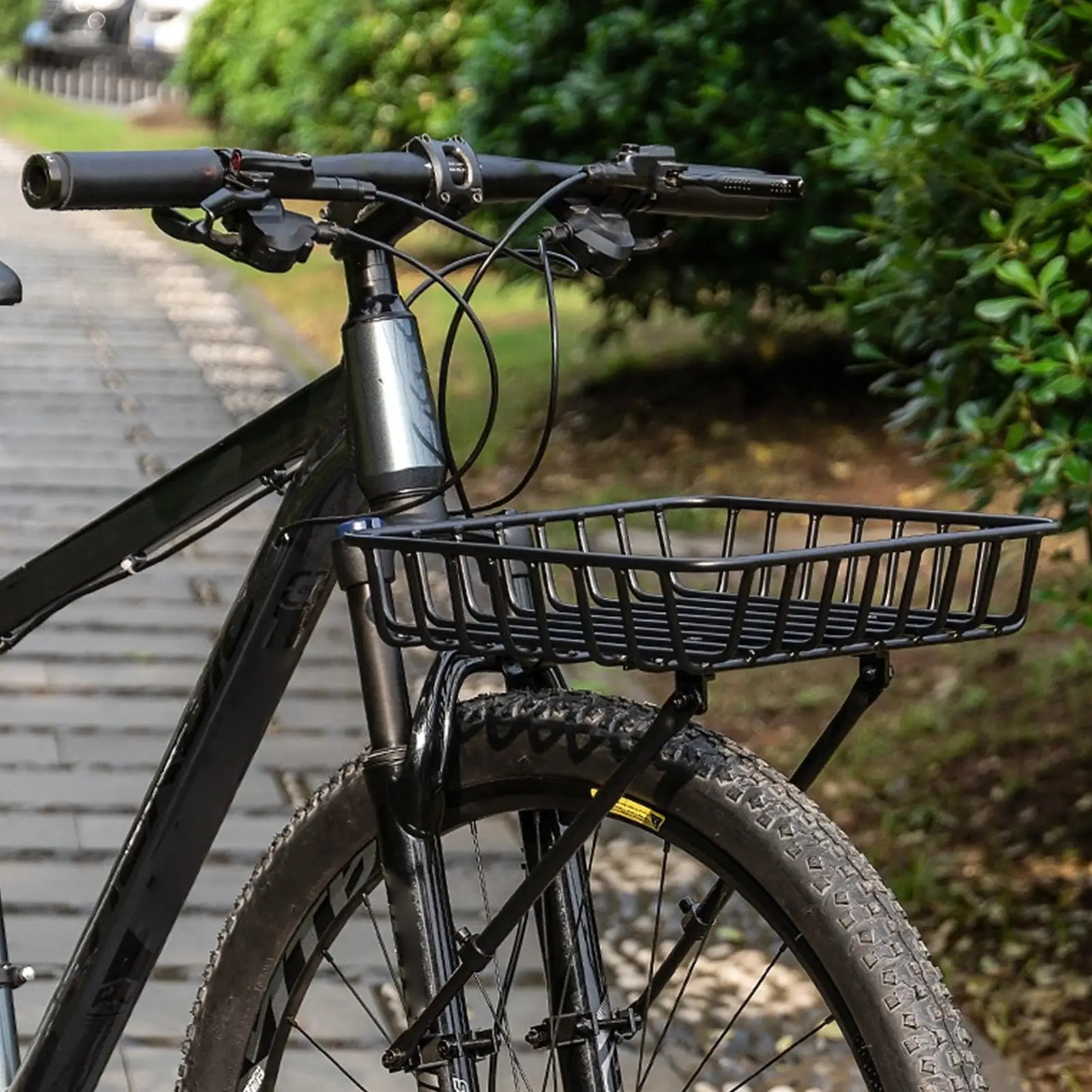 

Cycling Basket Weatherproof Heavy Duty Storage Metal Front Mount Bike Basket For Road Mountain Electric Cycling City Commuting