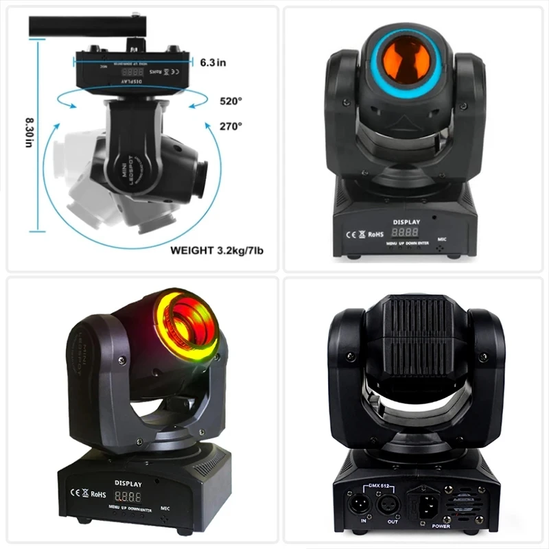 Dj Disco Stage KTV Bar Light Pattern Spotlight 1/2/4PCS Moving Head Beam Led Spotlights Party lights DJ disco 80W Rotating Lamp