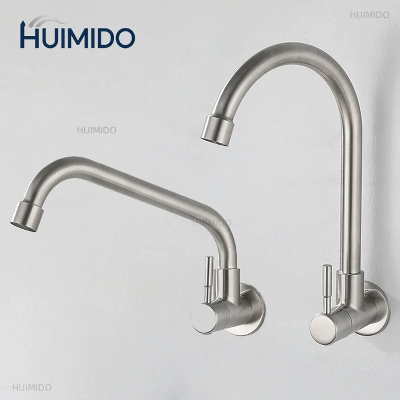 Wall Mounted single cold Stream Sprayer Kitchen Faucet Single Handle 304 stainless steel Flexible Hose Kitchen Mixer Tap