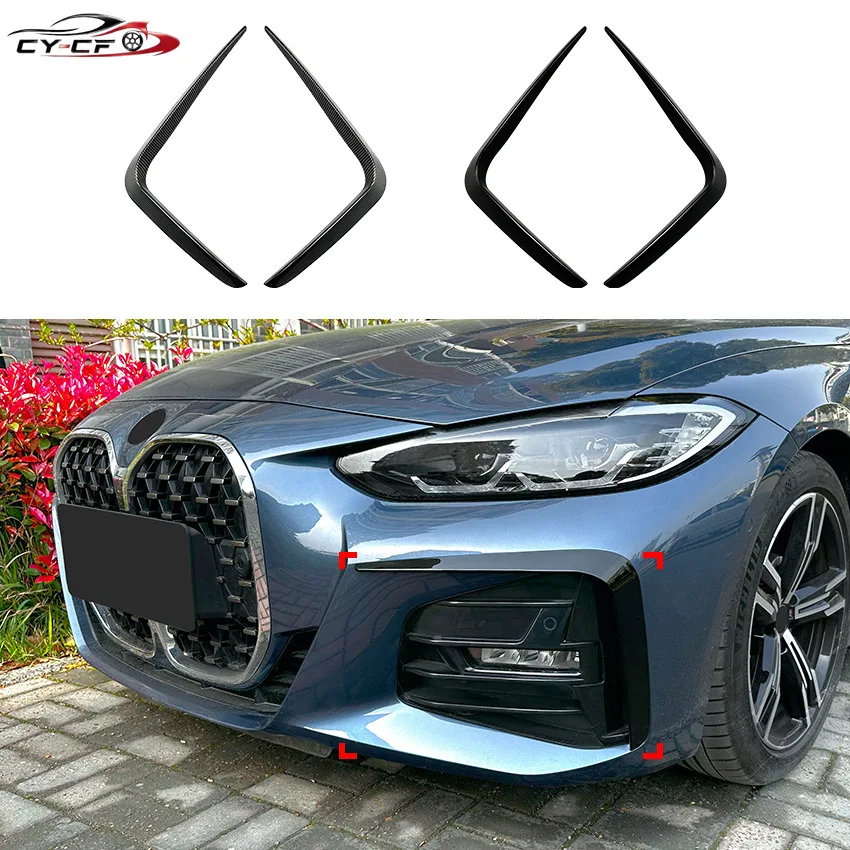 Front Fog Light Frames Cover Trim Racing Sticker Grille Gloss Black ABS For BMW 4 Series G22 G23 M Sport 2020 2021 2022 2023+