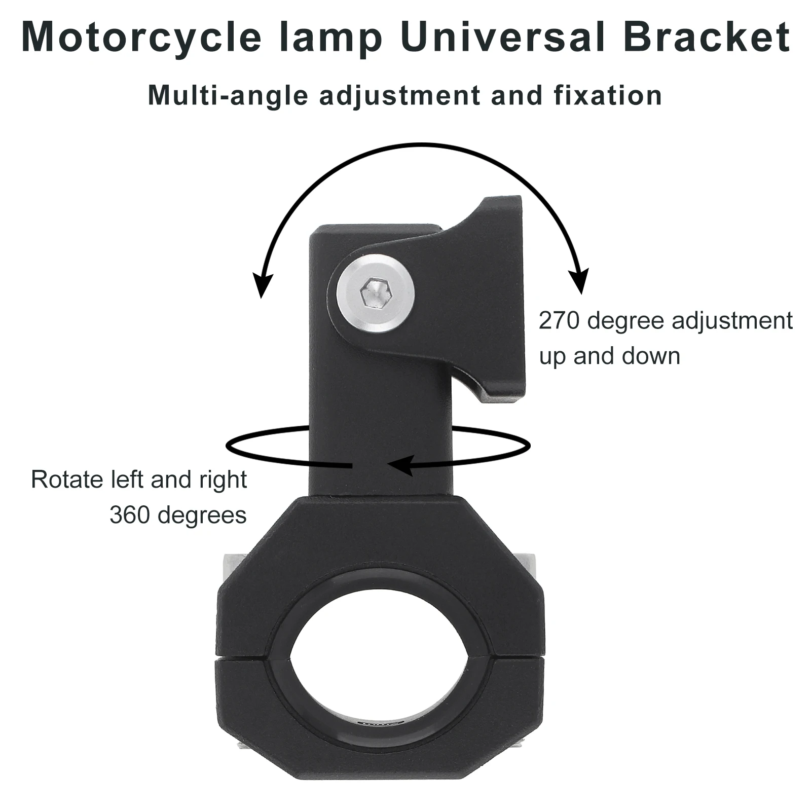 Aluminum Alloy Motorcycle Auxiliary Lights Bracket 360 Degree Horizontal Bull Bar Motorcycle Fog Lights Mount Bracket Clamp