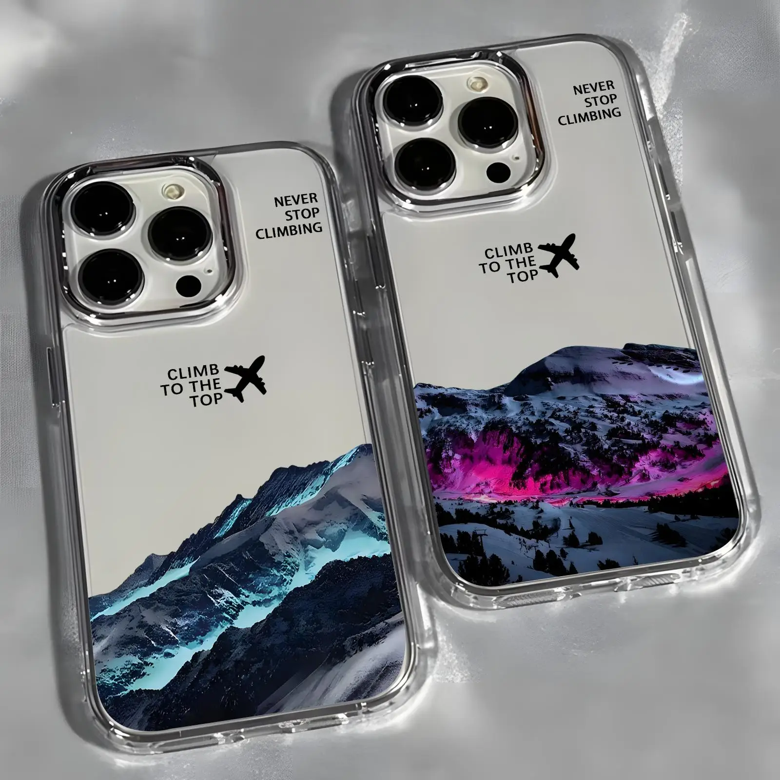 Funda Transparente Climb to the summit para iPhone 17 16 15 14 13 12 11 Pro Max, Estilo The North Face, Protección Transparente