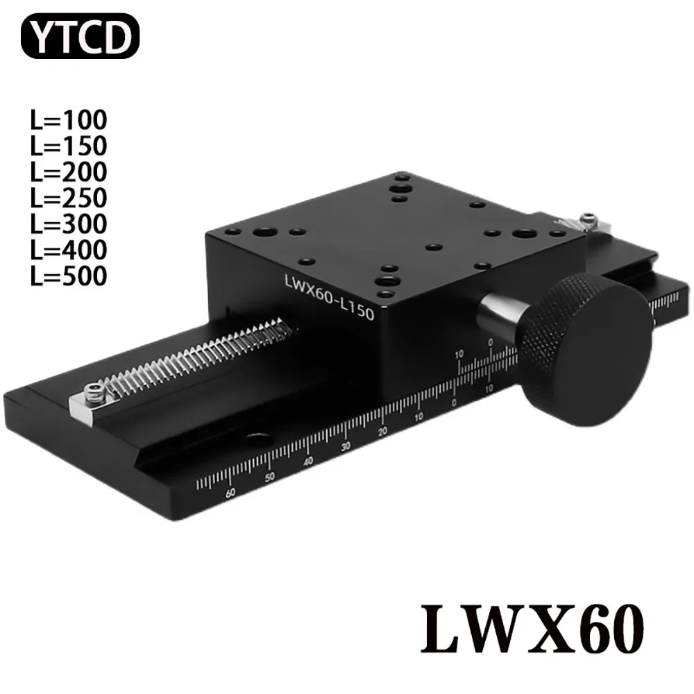 X Axis Dovetail Groove Linear Fine Sliding Table LWX60 Manual Displacement Stage Long Stroke Trimming Platform LWX60-L-100-500mm