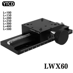 X Axis Dovetail Groove Linear Fine Sliding Table LWX60 Manual Displacement Stage Long Stroke Trimming Platform LWX60-L-100-500mm