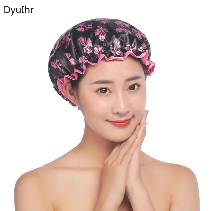 Adult Double Thicken Waterproof Shower Cap Makeup Bathing Headgear Kitchen Dustproof and Oil-proof Hair Cap and Shower Cap