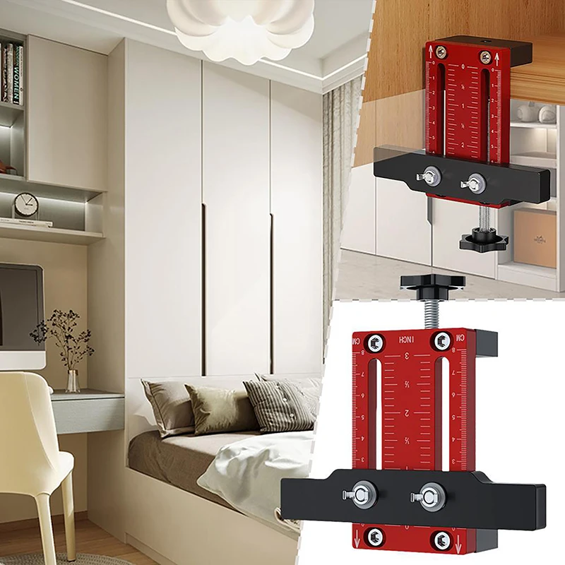 Cabinet Door Mounting Jig With Support Arm&Clamp Aluminum Alloy Body Tool For Installing Cabinets With Face Frame Or Frameless