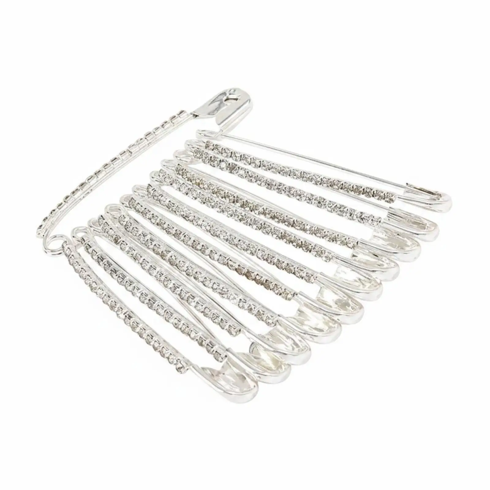Decorative Rhinestone Clothes Pin Brooch Lightweight Metal Accessory for Securing Scarf Shawl Waist