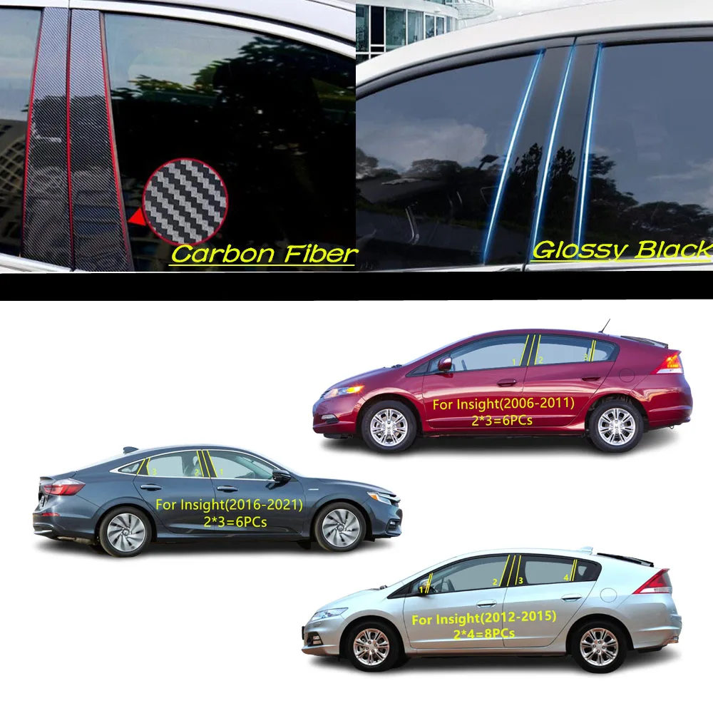 Car PC Material Pillar Post Cover Door Trim Window Molding Sticker Accessories For Honda Insight 2006 2007 2008 2009 2010 -2021