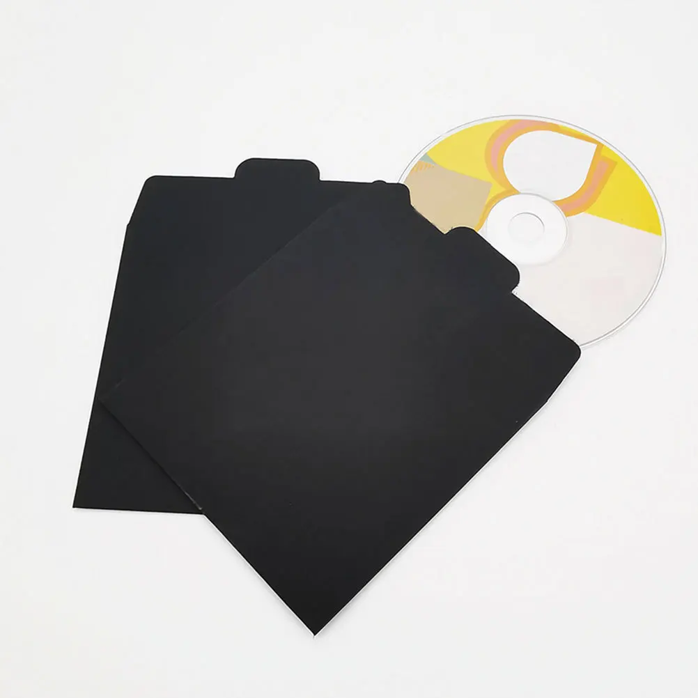 

100Pcs Cd Dvd Kraft Paper Sleeves Black Durable Packaging Cardboard Envelopes Storage Holder Cover Multi-Functional Disc Storage