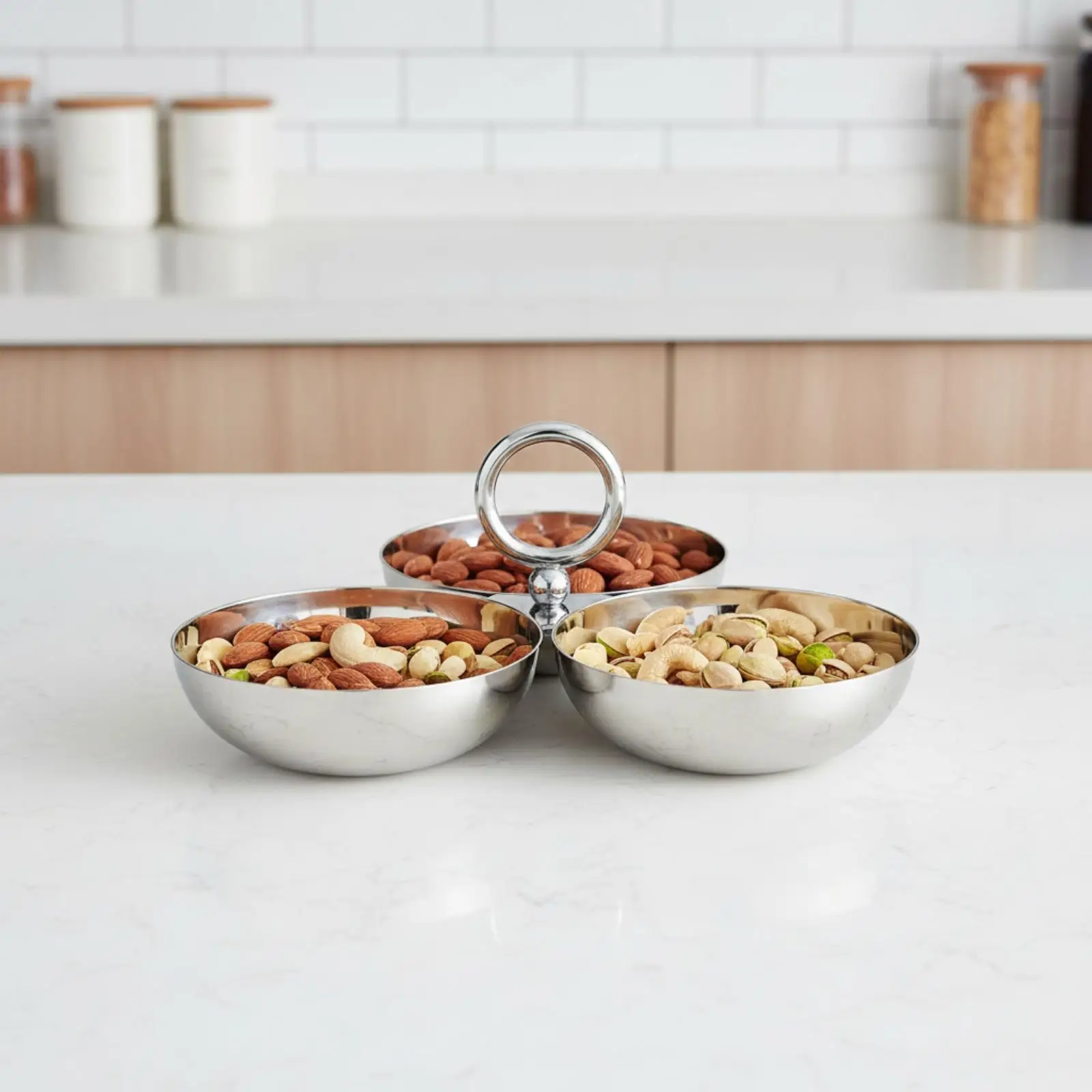 Portable Metal Snack Tray Divided Dish for Entertaining Guests at Home Restaurant Hotel Buffet Table