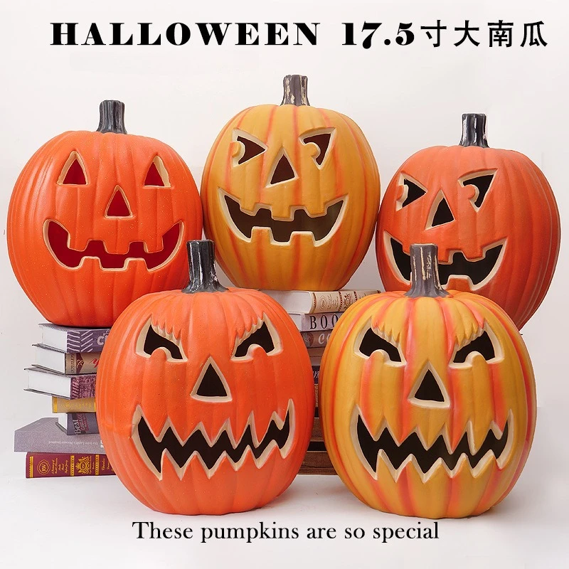 17.5 بوصة هالوين اليقطين مصابيح أرضية مول ملاهي الديكور في الهواء الطلق تضيء مضحك واسعة النطاق مكان الإعداد الديكور #1