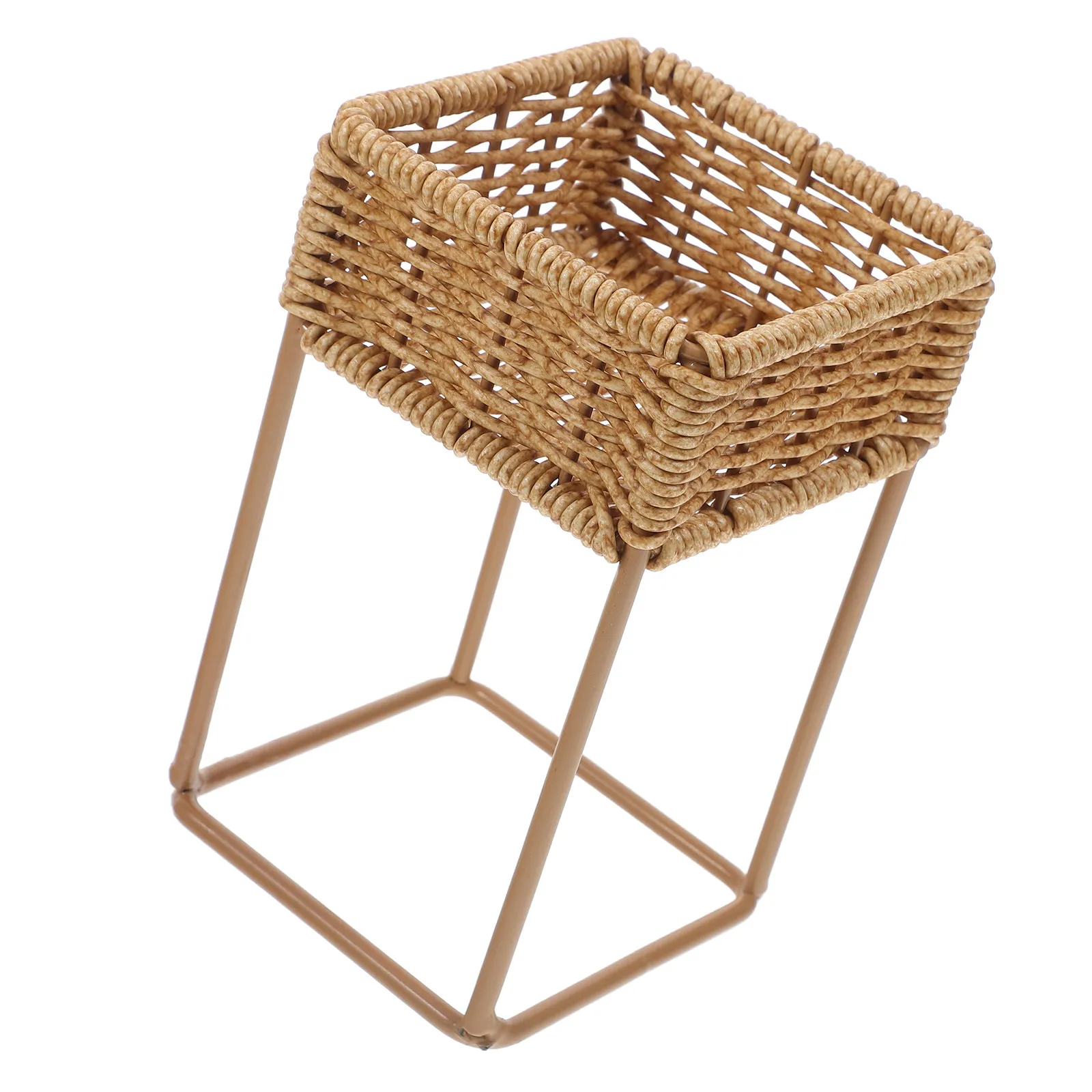 Wicker Planters Outdoor Flower Pot Stand Imitation Bamboo Plant Shelf Floor Storage Basket Brown Decorative Display Organizer