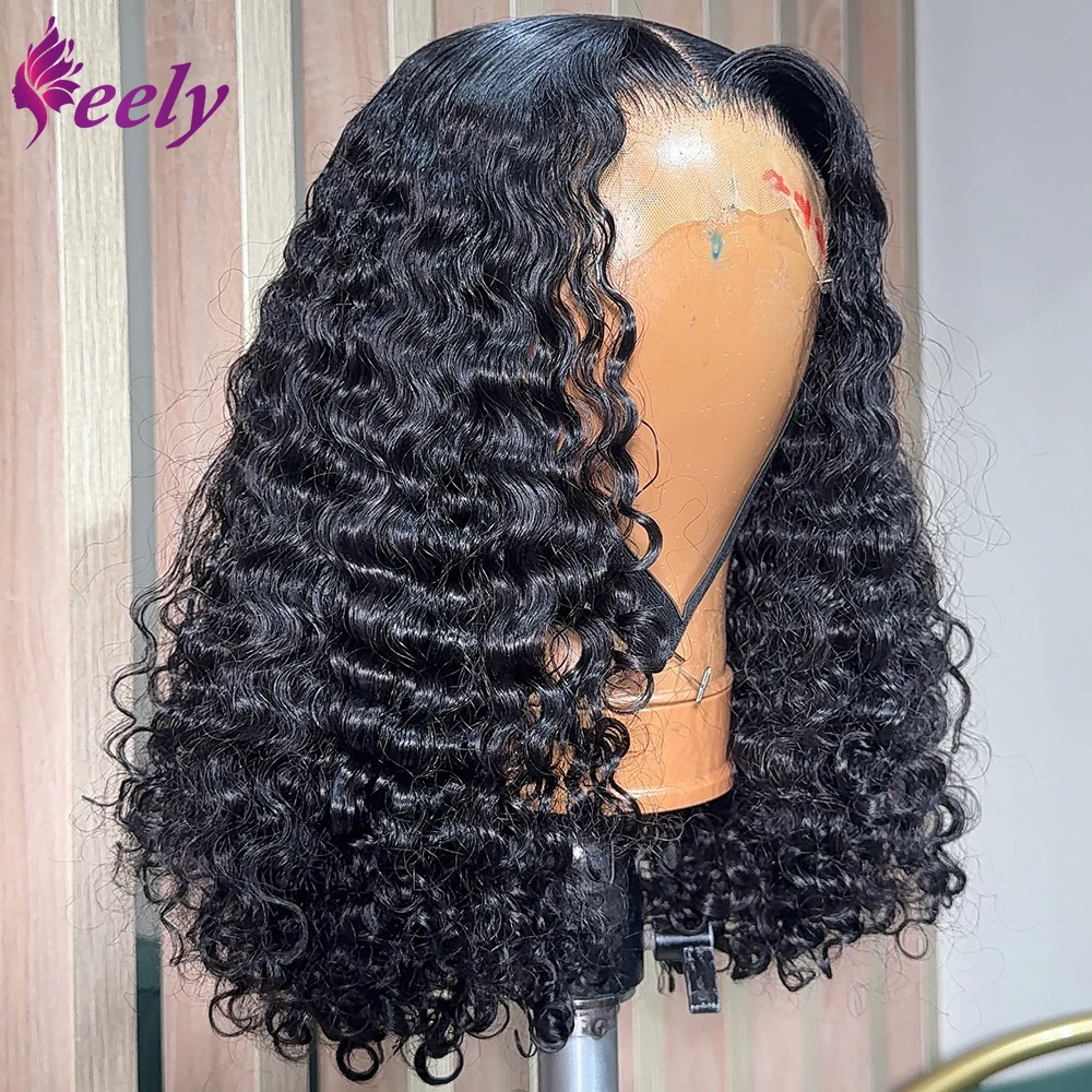 Pre Parted 13X4 Lace Front Bob Wig - 250% 13x4 딥 컬리 숏 밥