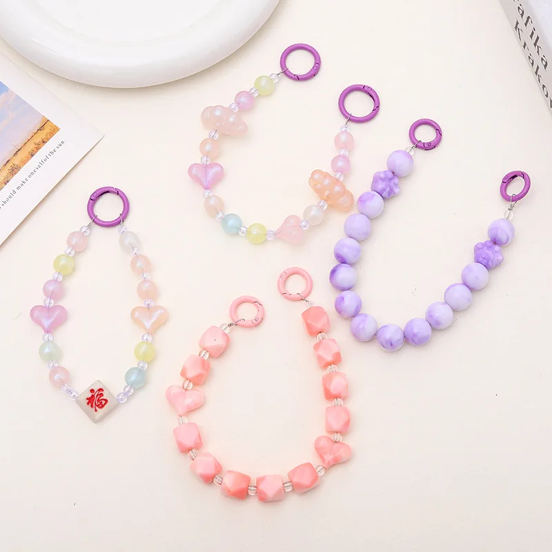 Acrylic candy colored phone chain DIY pearl cloud phone case pendant