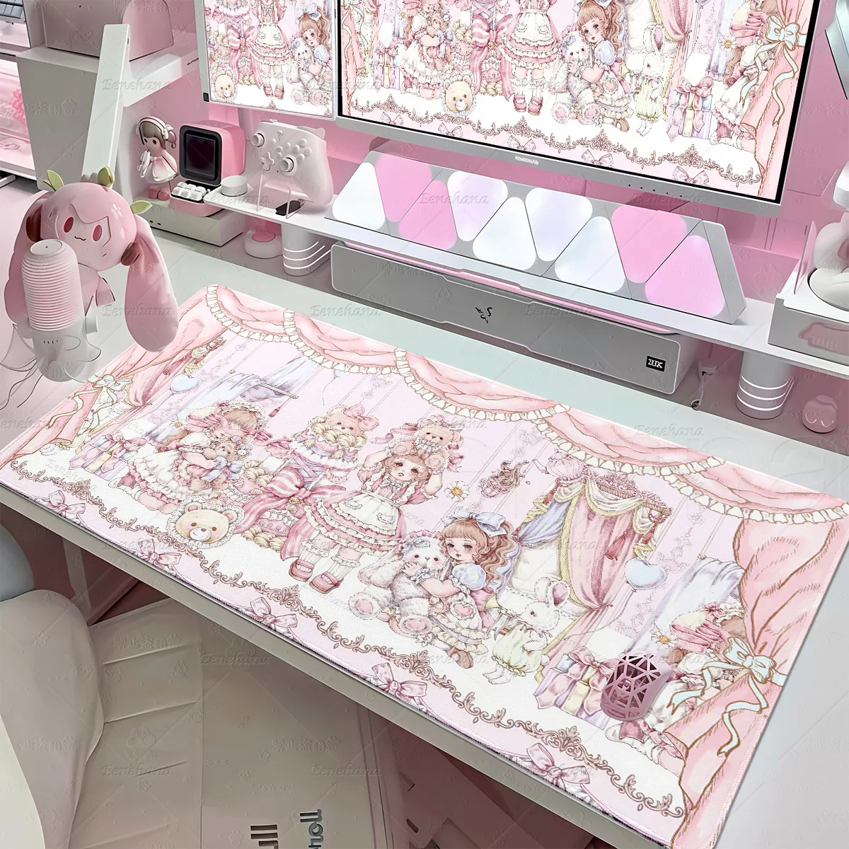 

Mouse Pad Bear & Bunny Large Gaming XXL Kawaii Loli Non-slip Cute Rabbit PC Gamer Laptop Keyboard Office Accessories Pink Carpet