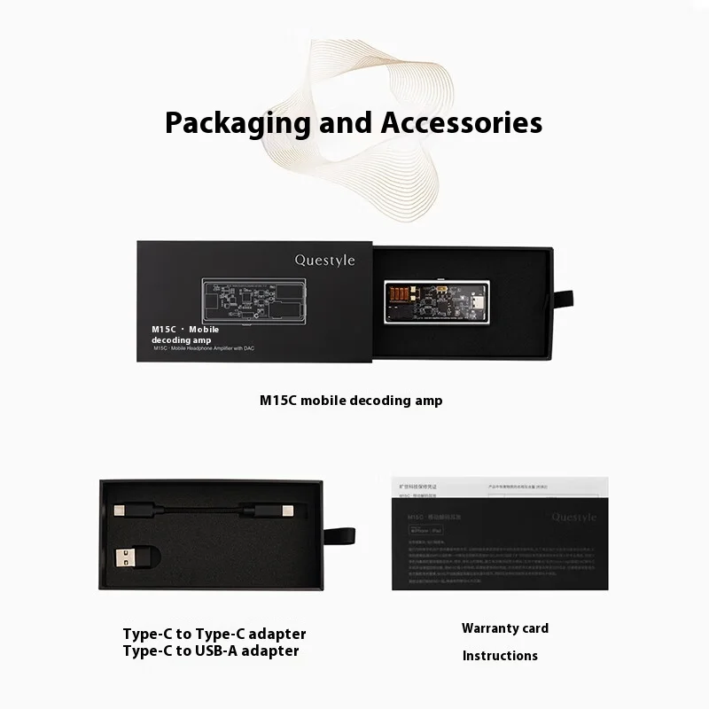 Questyle M15C portable decoding headphone amplifier with DAC customized 3.5mm/4.4mm compatible with Android, Apple, HarmonyOS
