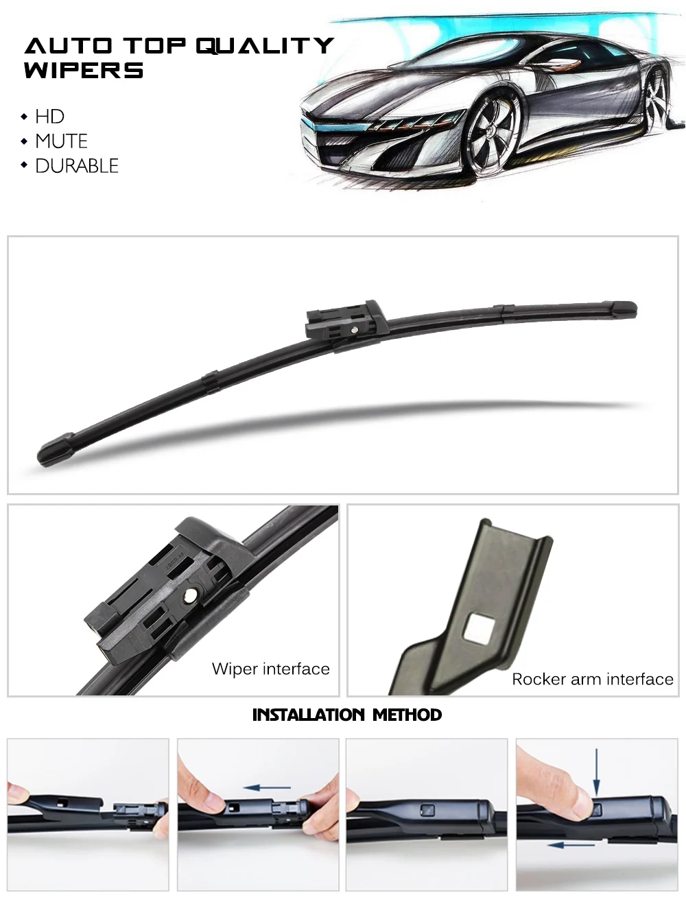 Für Audi Q5 FY 2017-2025 24 "+ 20" + 16 "Front + Hinten Wischer klinge Set Windschutzscheibe Windschutz Auto Wischer Klinge Pinsel – Detail 6