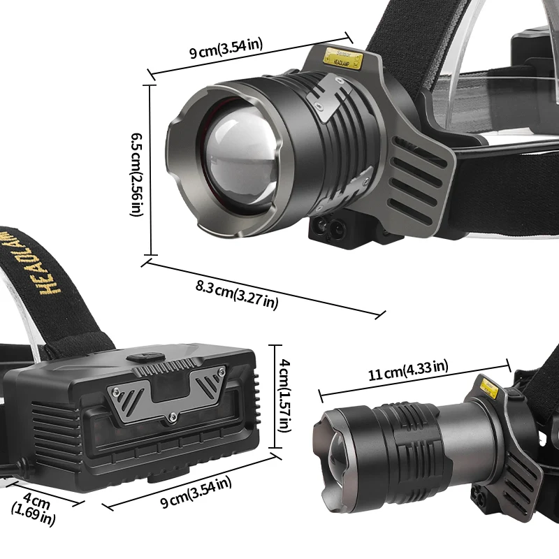 Imagem -06 - Zoom Telescópico Farol de Indução Multi Fonte de Luz Carregamento Usb tipo c Laser Branco Saída de Suporte Ipx4 à Prova Dágua