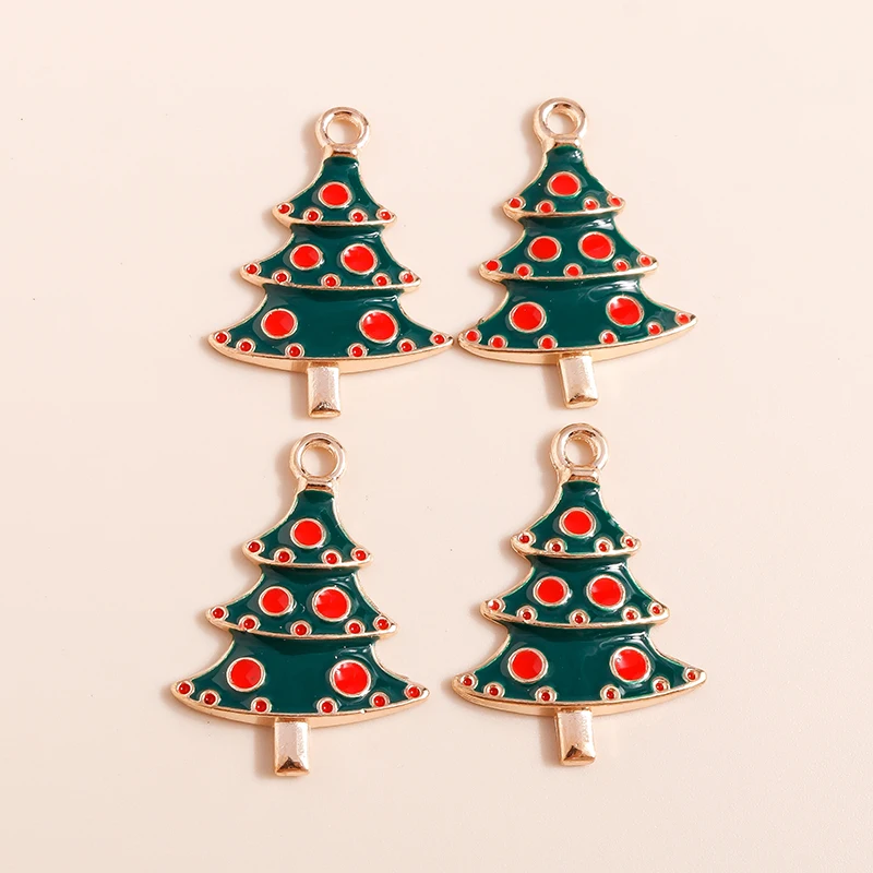 20 Stück gemischte niedliche Emaille-Weihnachtsbaum-Anhänger für die Schmuckherstellung, Tropfenohrringe, Halsketten, Armbänder, DIY-Bastelzubehör – Detail 23