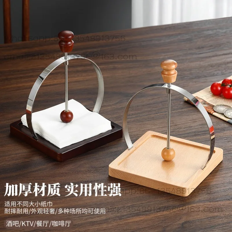 Wooden Tissue Holder Vertical Hotel Western Restaurant Napkin Holder Solid Wood Desktop Napkin Holder Cafe Paper Clip