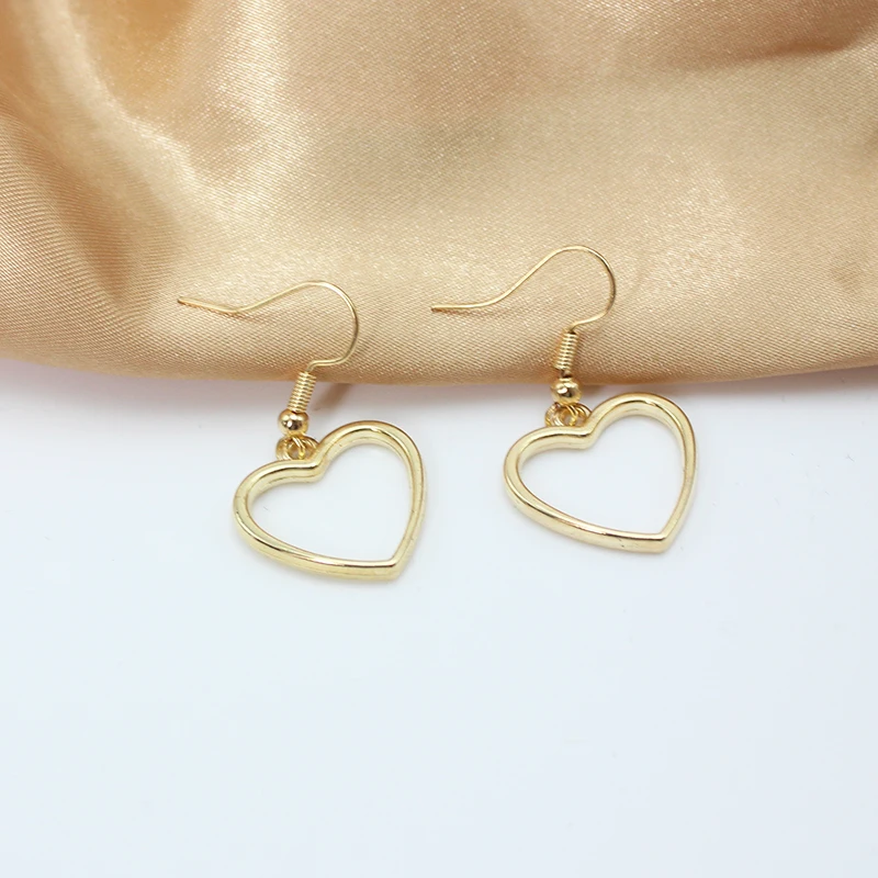 Hollow Big Heart Drop Earrings for Women Sweet Handmade Minimalism Geometric Brincos Jewelry Boucles d\'oreilles Birthday Gift