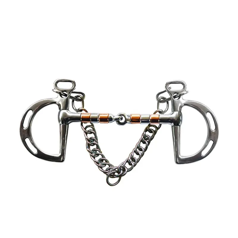 Rustproof White Steel Horse Bit With Copper Tube Chewing Gear for Horse Riding Training Equipment
