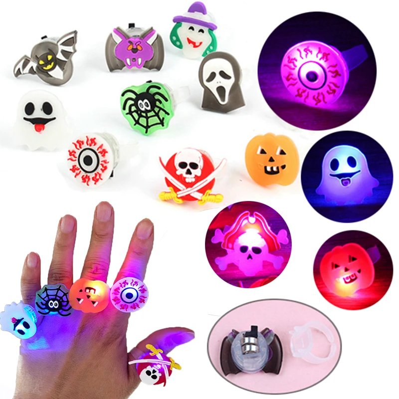 10/20PCS Glowing Ring Toy Kids Gift Halloween Party Favor Gift Friends Guest Giveaways Carnival Christmas Gifts Children Pinata