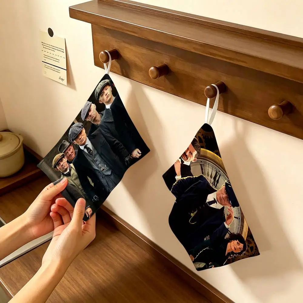 P-Peaky B-Blinders Polyester Cotton Hand Wiping Towel, Anti-shrink Hanging Kitchen Cloth for Household Cleaning