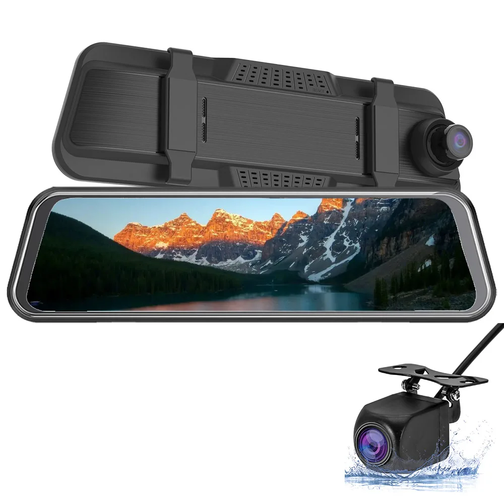 

HGDO 10 inch Mirror Dash Cam Backup Camera Full HD Smart Rearview Mirror for Cars Front and Rear View Dual Cameras Night Vision