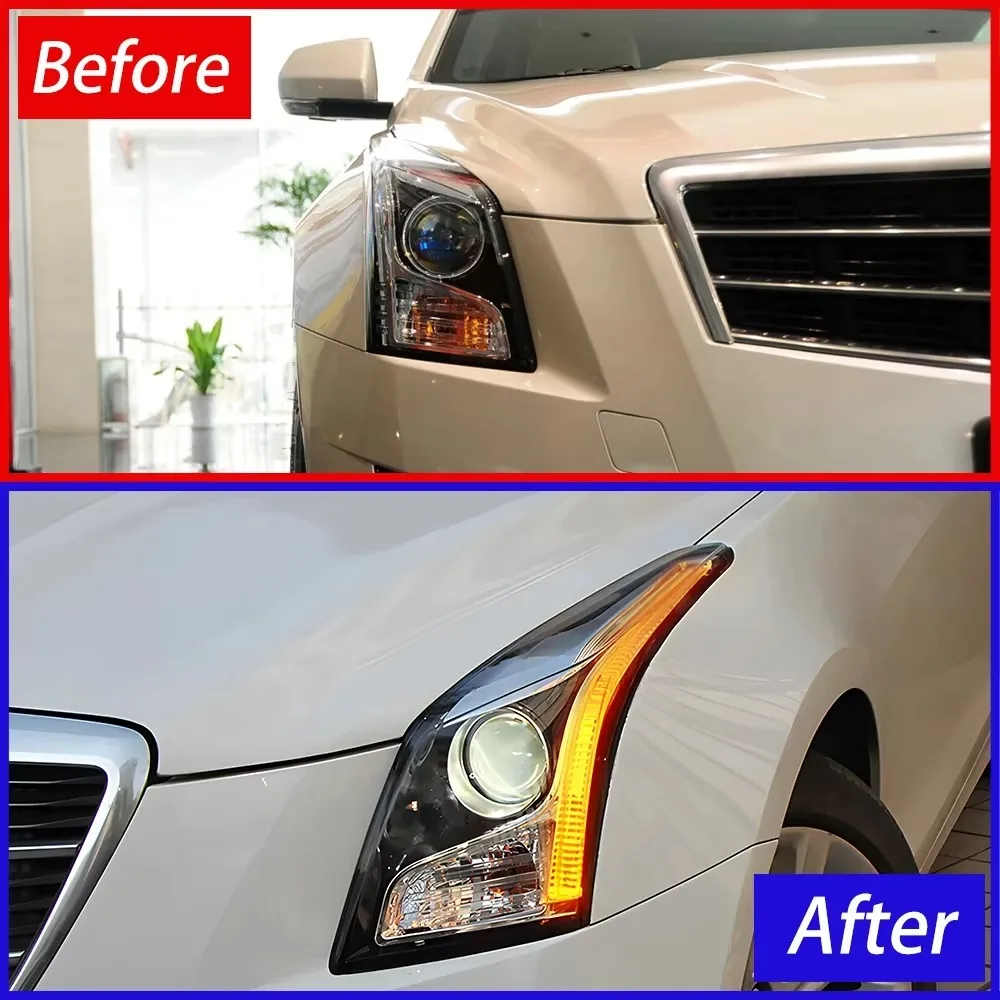 For Cadillac 2014-2018 ATS Auto LED Headlights Assembly Upgrade Demon Eyes Style Projector Lens Plug and Play Accessories