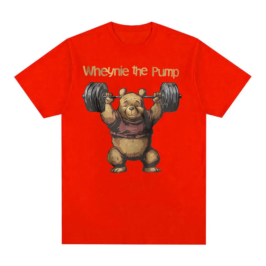 Whenye The Pump Panda Gym Funny Graphic Tee Shirt Men\'s Vintage Fashion Short Sleeve T-Shirt Tops 100% Cotton Oversized T Shirts