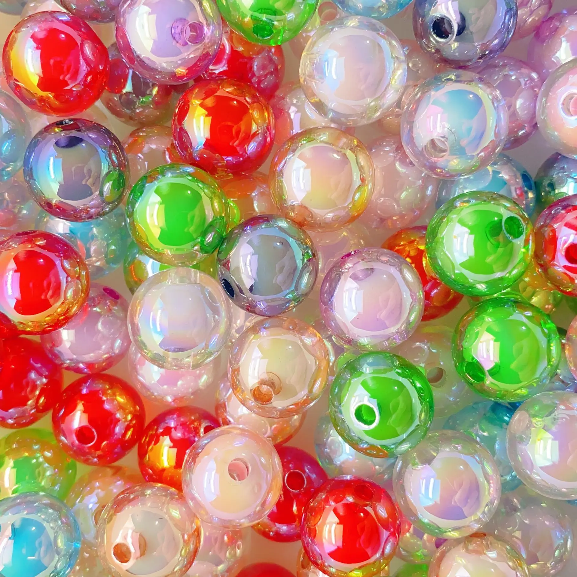 Fresh New Transparent Colorful Core Round Gumball Bubblegum Jewelry Beads Lucite Bracelet Necklace Earring Making DIY 16mm 80pcs