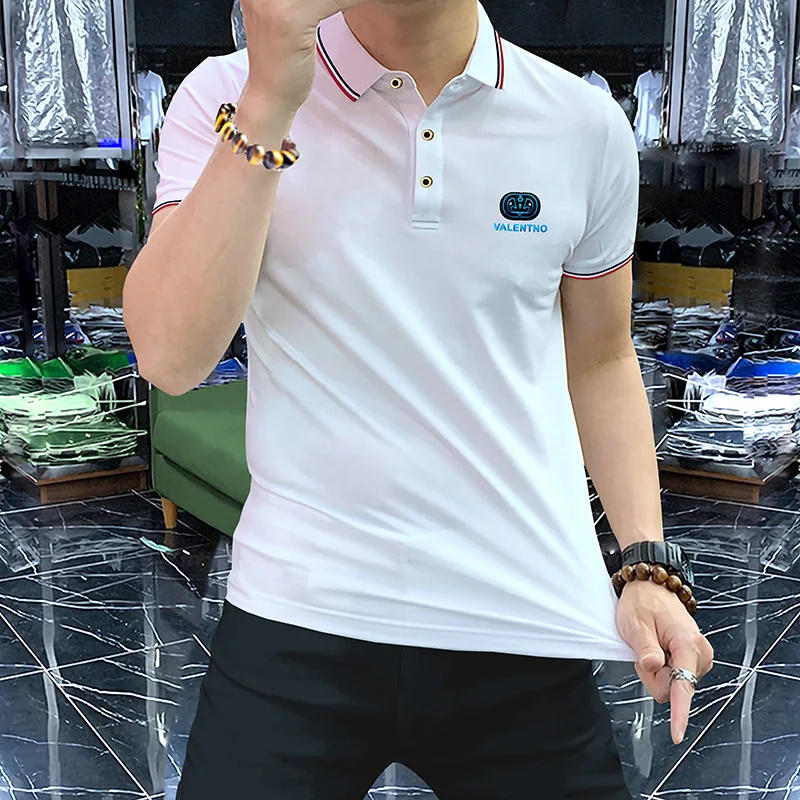 Men's Short Sleeved Polo Shirt Business Casual Summer New 3D Bright Color Fashion Trend Male Lapel Top Tees High Quality Clothes
