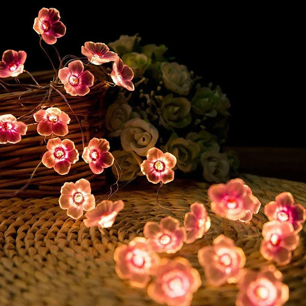 Mini Cherry Blossom String Light Christmas Holiday Decoration Led Light Garland Sakura Hanging Light String Bedroom Garden Decor