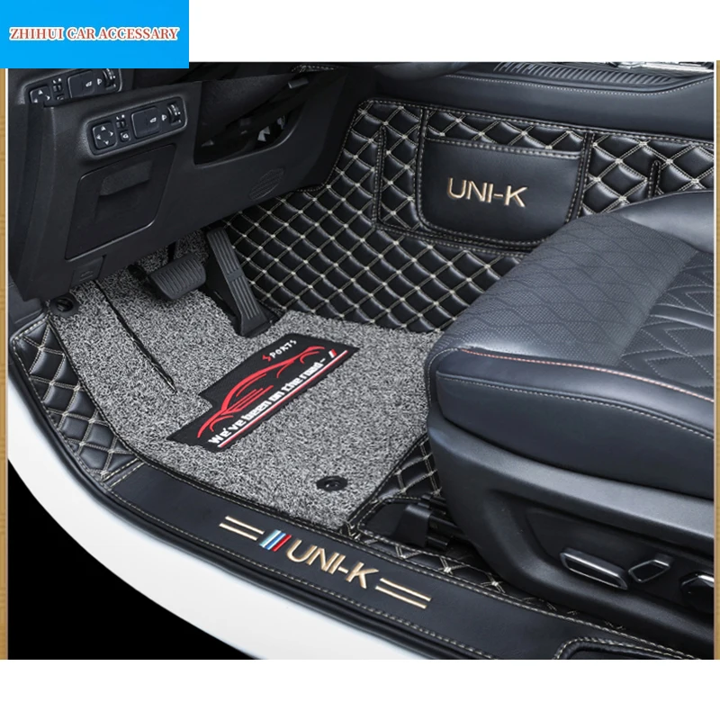 

Car Floor Mats Double Layer PU Leather Foot Pads Cover Interior Floorliner For Changan UNI-K UNIK 2021-2023 Accessories For LHD