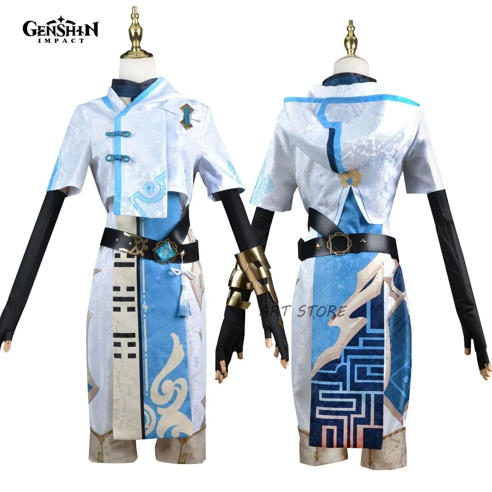 Anime Game Genshinimpact Chongyun Cosplay Costume Chun Yun Wig Uniform Set Outfits Halloween Party Chong Yun Cosplay Costumes