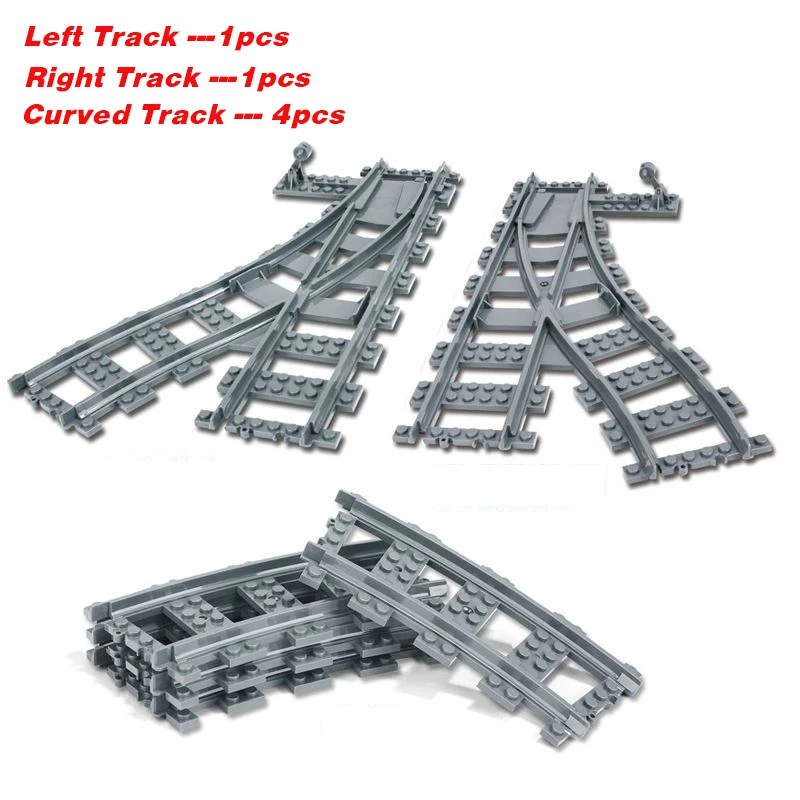 City Trains Flexible Tracks Forked Straight Curved Soft Rails Track Switch Building Block Bricks Kids DIY High-tech Creative Toy