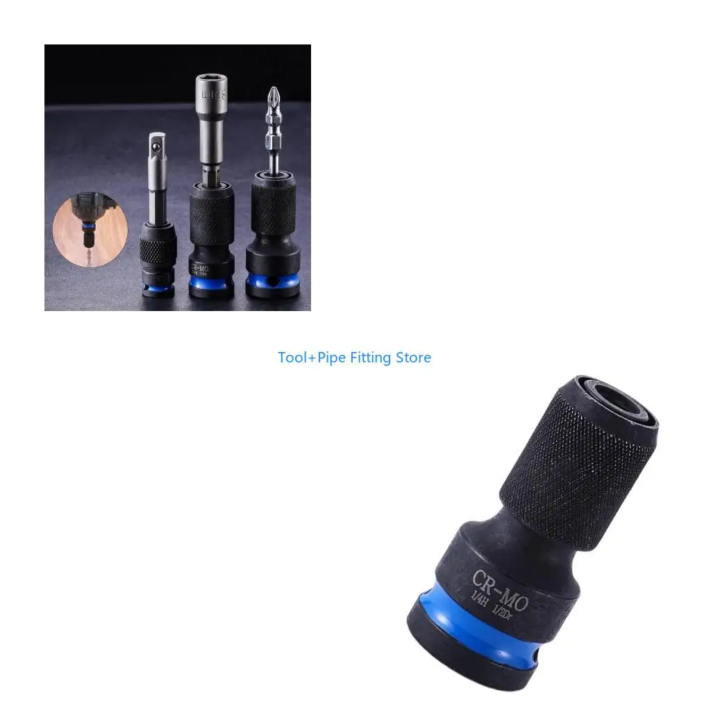 F92B Professional 1/2 Square to 1/4 Hexagonal Sockets Adapter Corrosion Resistant Steel Compatibility for Power Impacts Driver
