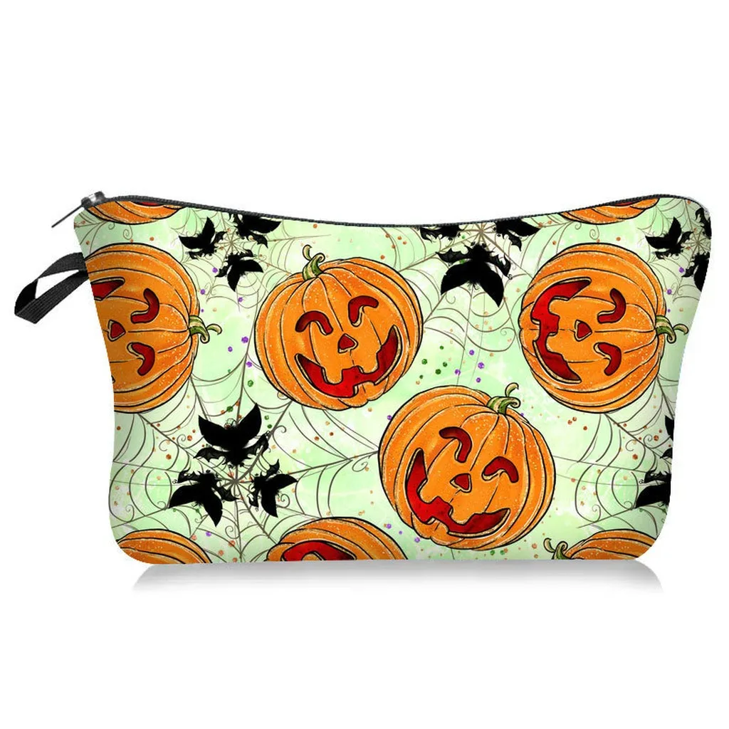 Zipper Cosmetic Bag Halloween Themed Handheld Storage Bag Women'S Cosmetic Bag Large Capacity For Beauty Tools Storage Daily