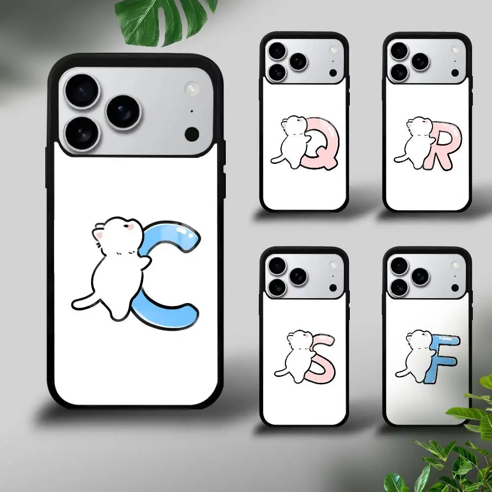 Kätzchen Englisches Alphabet Handyhülle für iPhone 17 16 15 14 13 12 11 Pro Xs Max Mini Plus Celulares Hard Funda