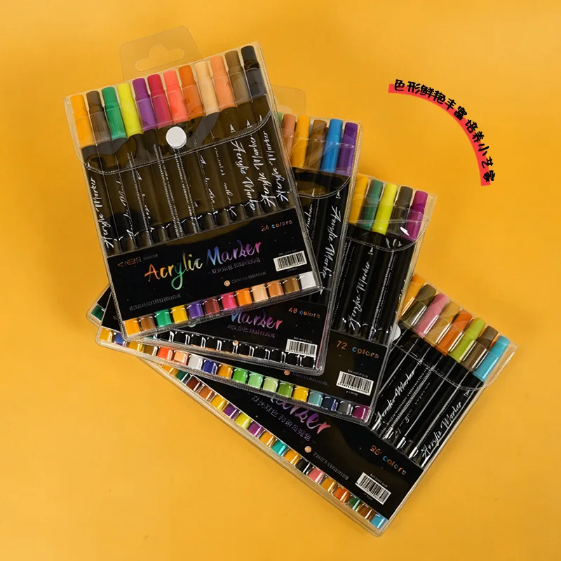 Dual Tip Acrylic Paint Markers, Professional Fine Art Pens for Rock, Wood, Canvas, Ceramic, Graffiti Drawing Supplies