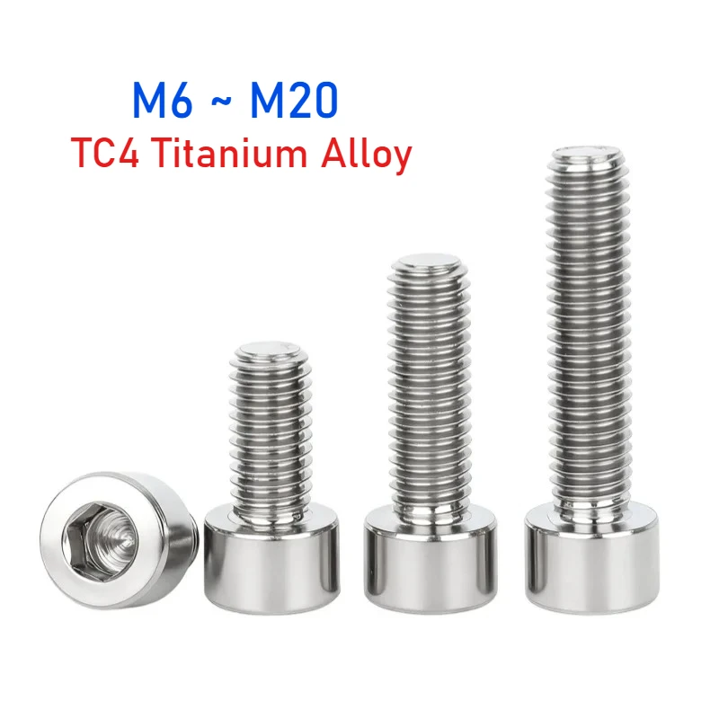 1/2pcs M6~M20 TC4 Titanium Alloy Cup Head Hex Bolt Socket Head Cap Allen Screw Length 5mm~150mm
