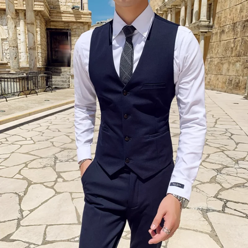 New Men's High Quality Cotton Business Suit Vest/Men's Slim-fit Plaid Casual  Suit  Vest/Men  Sport  Europe America  V-neck  Top