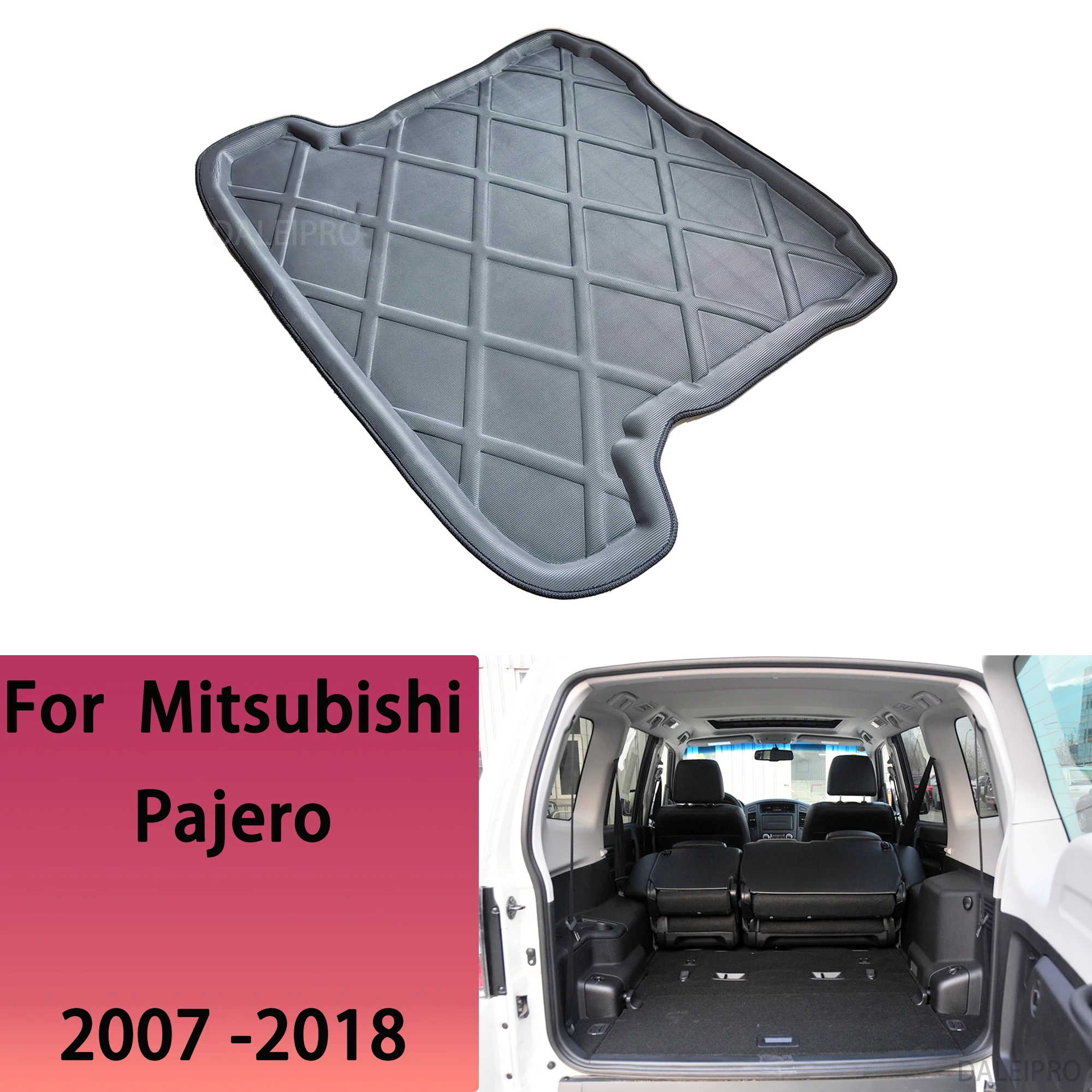 Car Rear Trunk Mat For Mitsubishi Pajero Shogun 2007 2008-2015 2016 2017 2018 Cargo Liner Boot Floor Tray Carpet Car Accessories