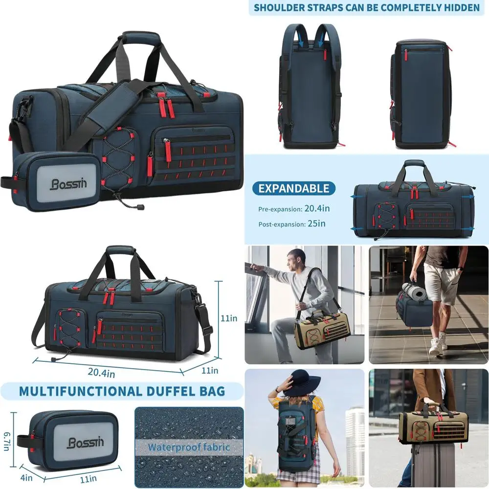 

45L Unisex Travel Sports Duffel Gym Bag with Shoe Compartment - Blue