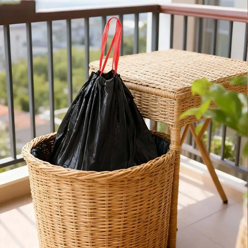 75/150PCS Nero Coulisse Sacchetto di Immondizia Usa E Getta Per Uso Domestico Sottile Grande Capacità Prevenzione Delle Perdite Borse Con Manico In Plastica Portatile