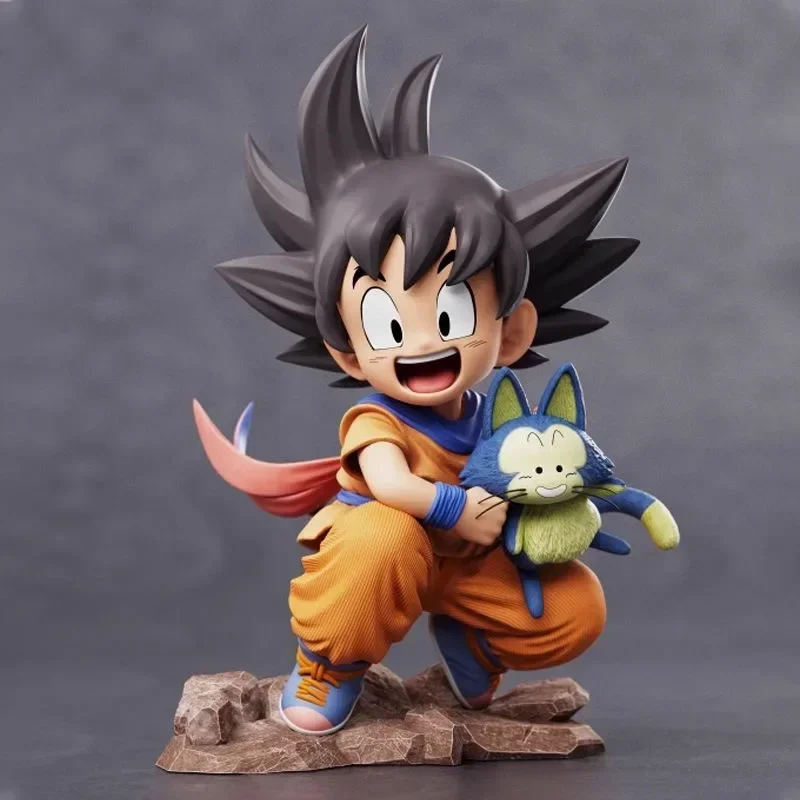 Estatua modelo de PVC de Dragon Ball Infanthood Little Goku Hugs-Puer Ya Mu Tea Little Follower figura colección juguete adorno regalo