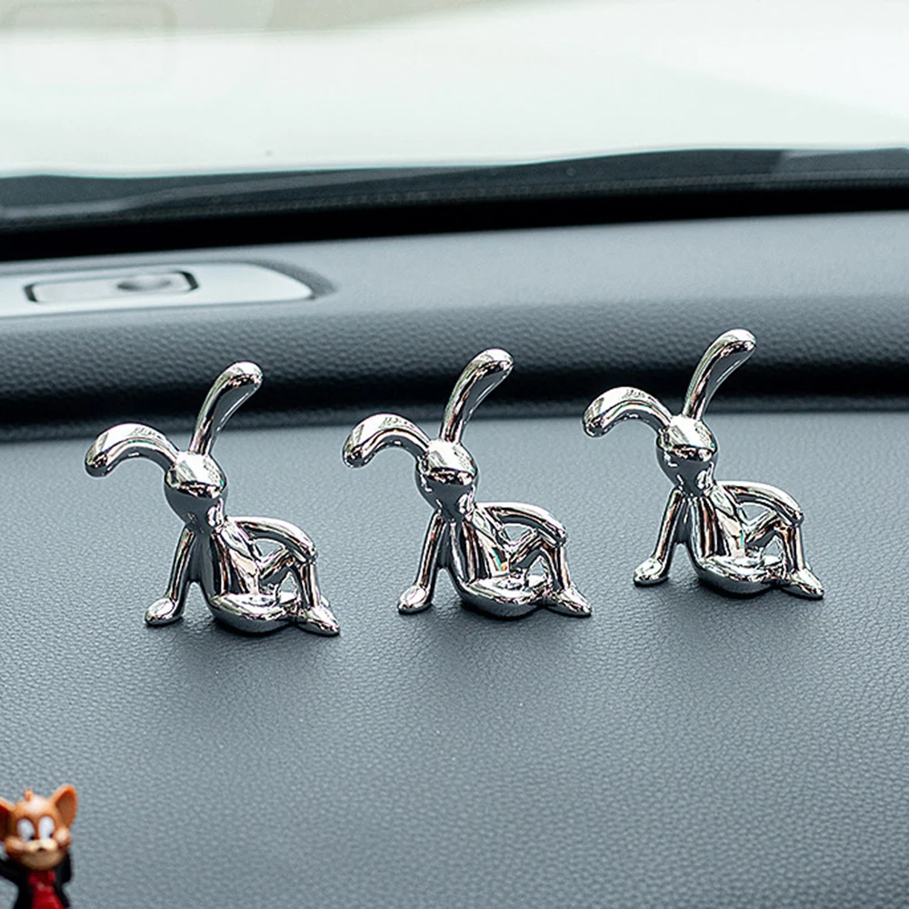 2PC Long-Eared Rabbit Double Statue Cartoon Decoration Accessories Living Room Bedroom Car Decoration Desktop Decorative Ornamet
